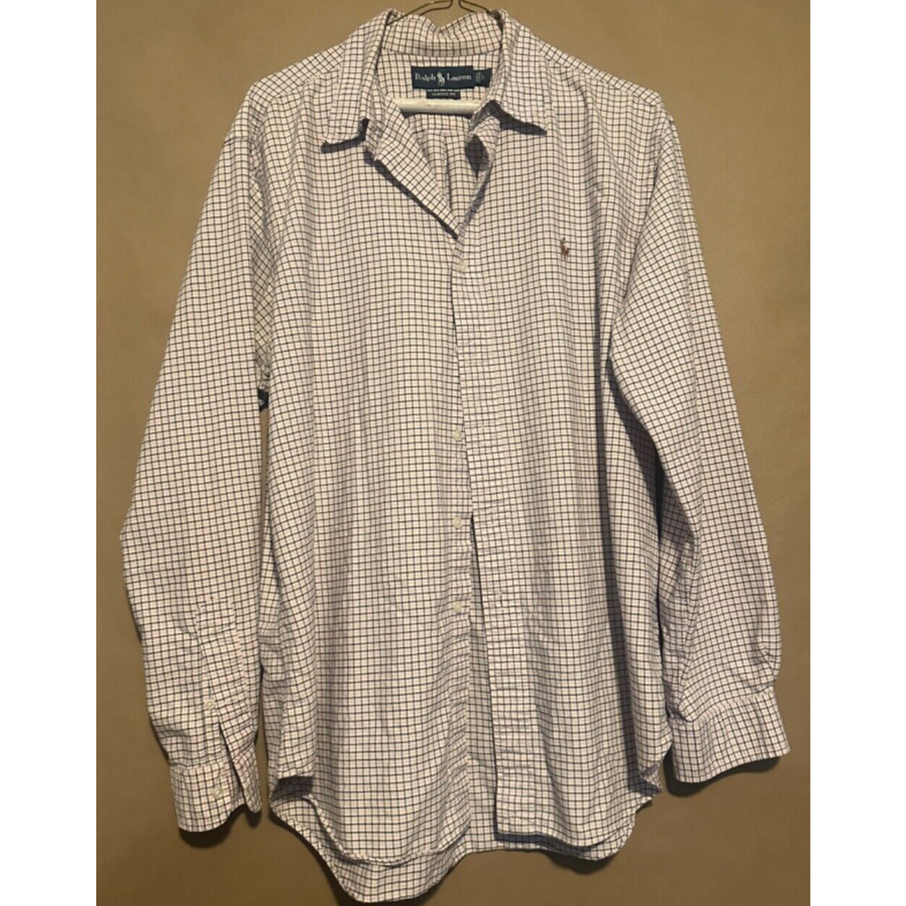 Ralph Lauren Custom Fit Men’s Size Large Button Down Shirt Plaid RL blue pink